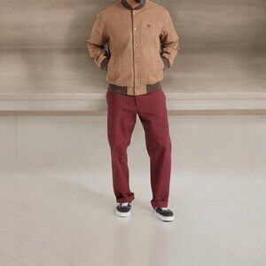 New Brixton Dillinger Bomber Jacket Mens Medium Brown Plaid Quilted